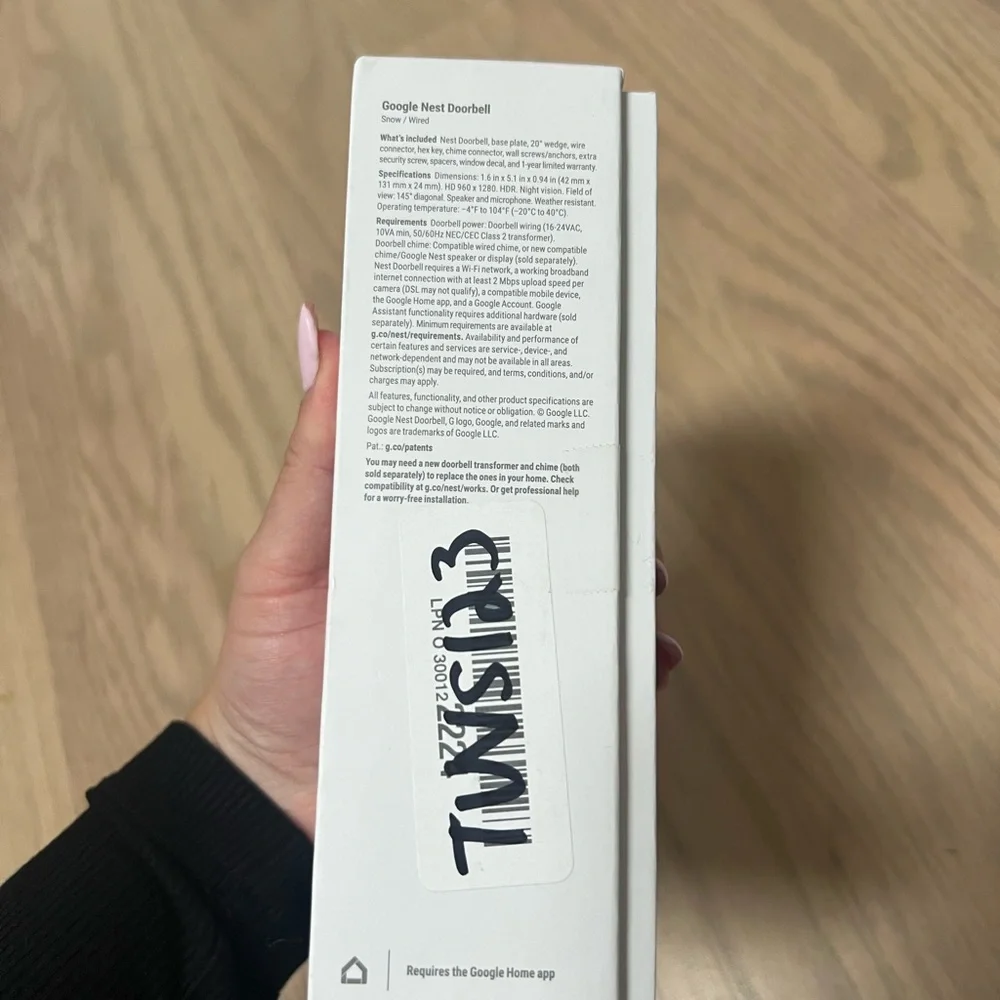 Google Nest Doorbell - (Wired, 2nd Gen) - Wired Video Doorbell Camera Snow
